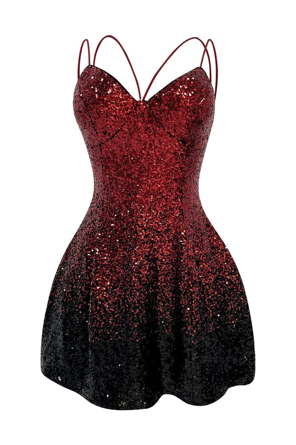 Alanou Spaghetti Gradient Sequin Mini Dress