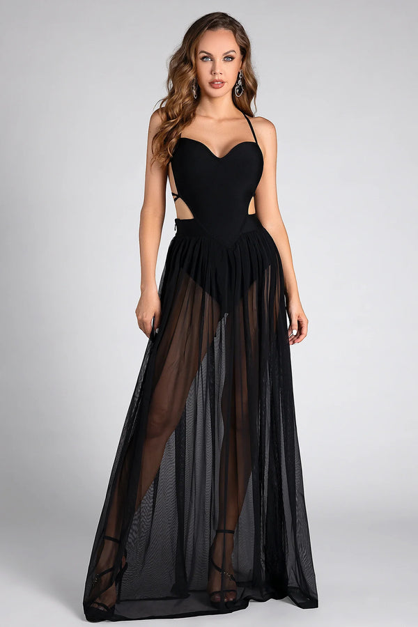 Persephone Mesh Tie Maxi Dress