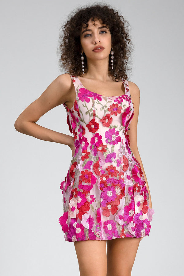 Yeorgia 3D Floral Embroider Mini Dress