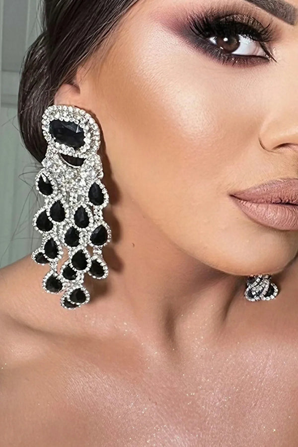 Annalysah Diamond Floral Fringe Earrings