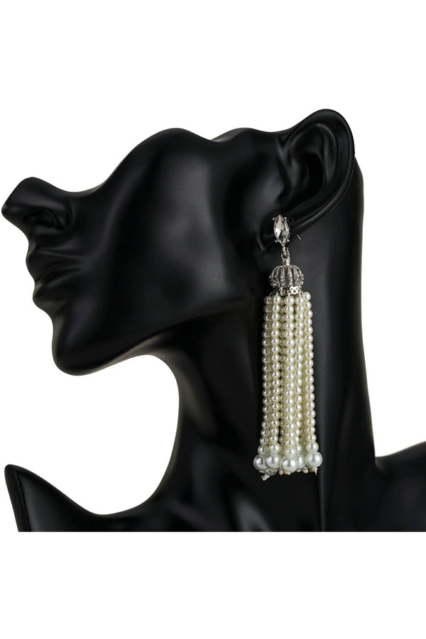 Danessa Tassel Pearl Diamond Earrings