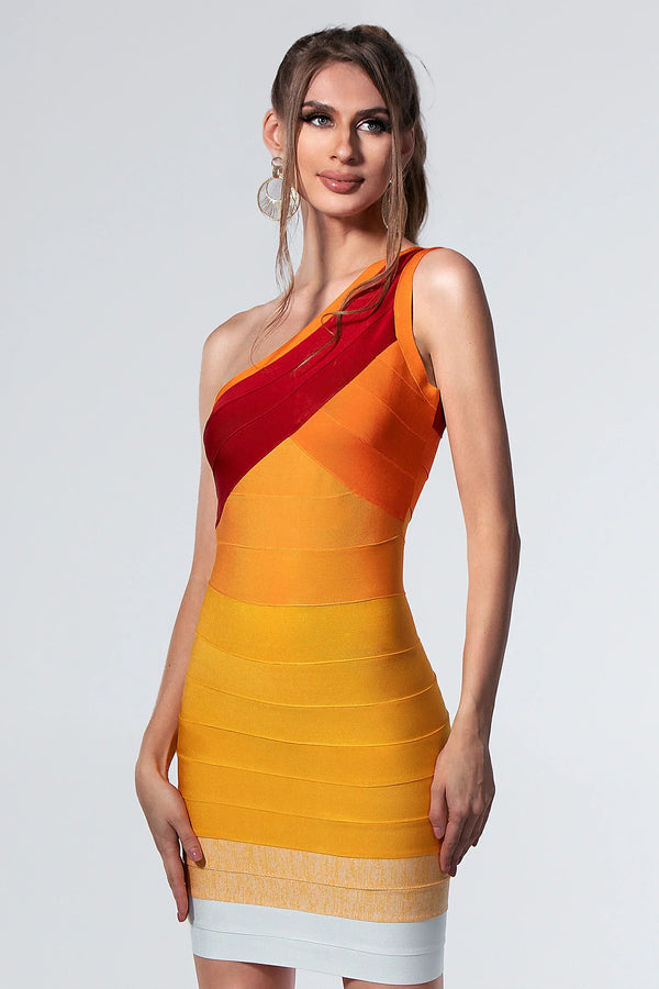 Elestren One Shoulder Gradient Dress