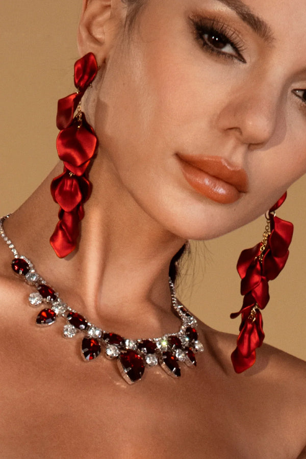 Lacy Red Flower Earrings