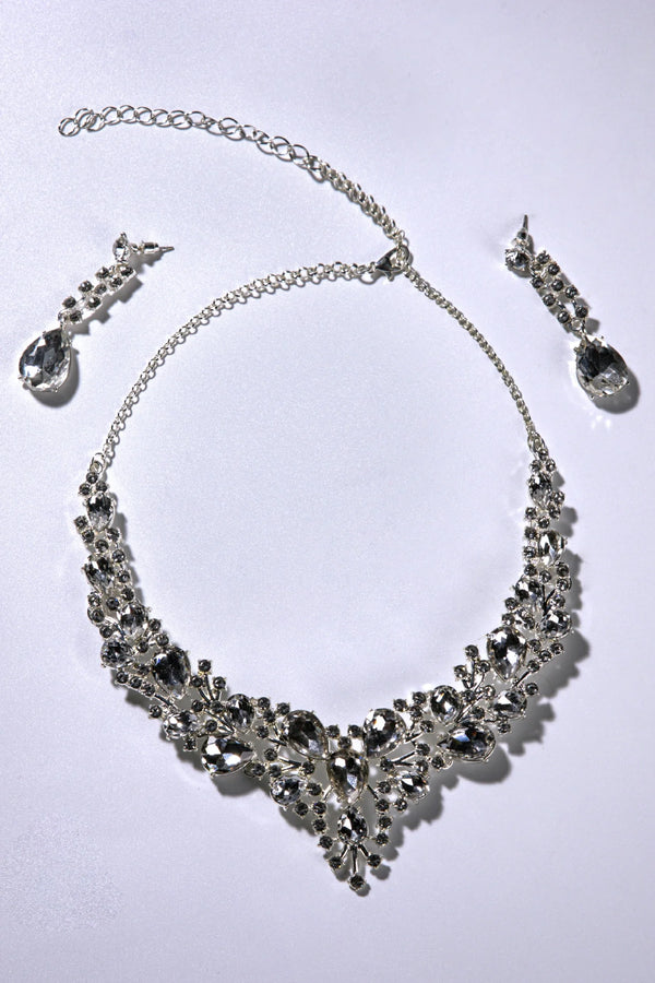 Wendy Rhinestone Cubic Necklace With Earrings
