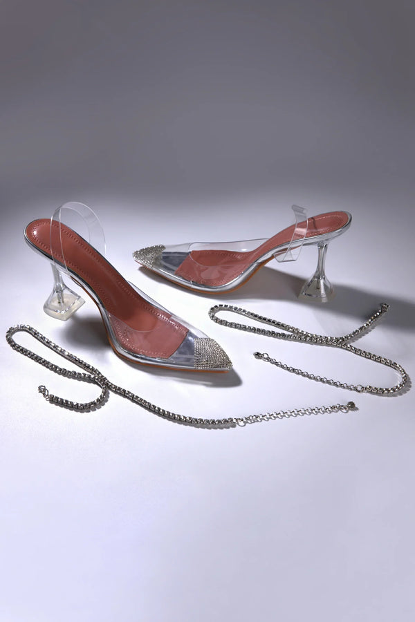 Carolyn Point Transparent Crystal Heels