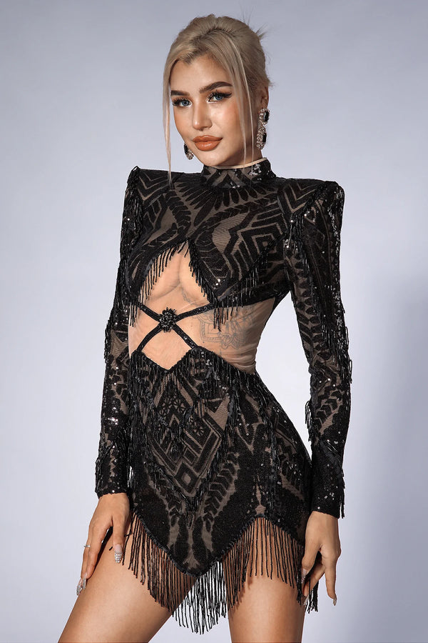 Deaundra Sequin Lace Dress