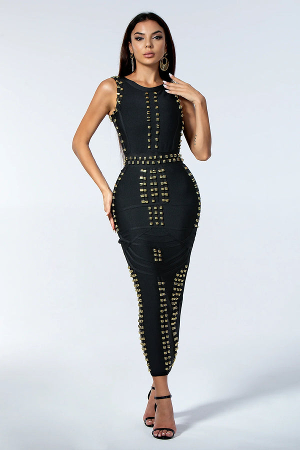 Melaina Stud Dress in Black