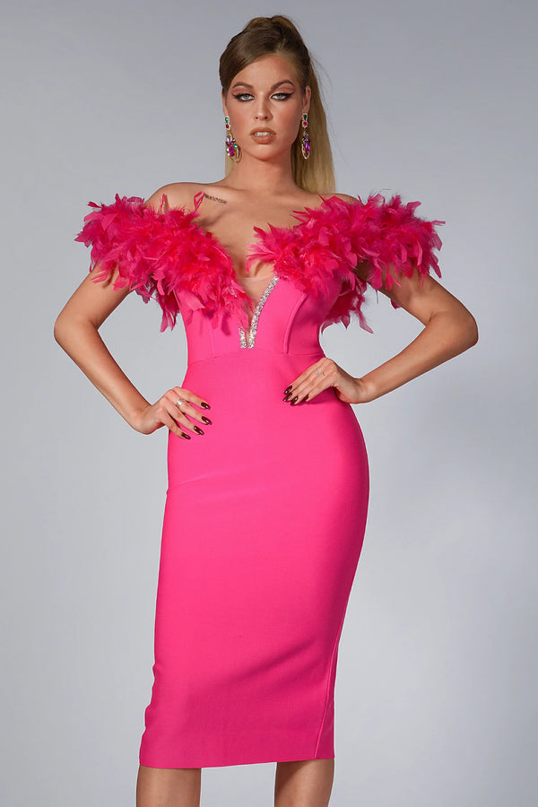 Anarosa Bodycon Feather Dress