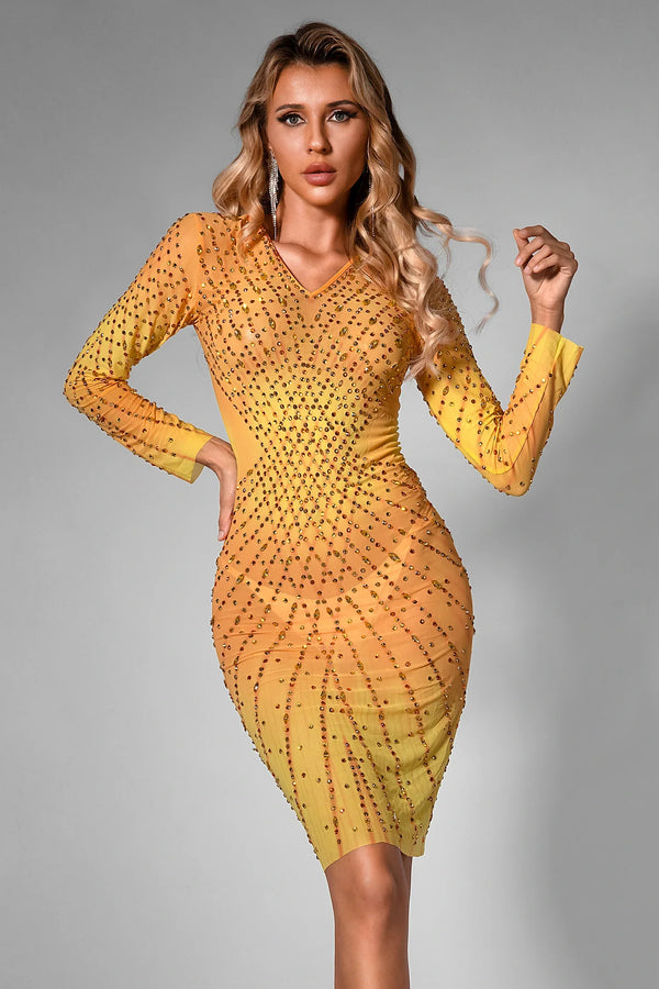 Brittnee Diamond Embellished Mesh Dress