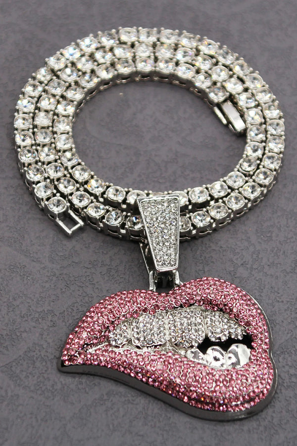 Garakos Diamond Lips Necklace